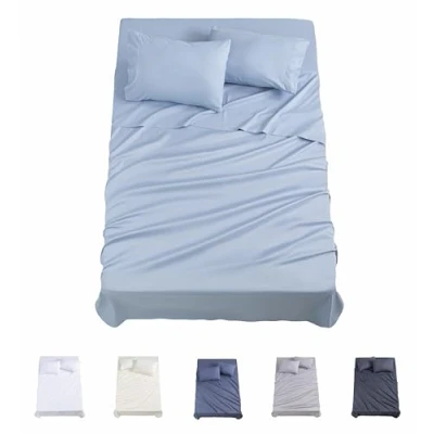 Immagine di Todocama Set di lenzuola da 4 pezzi 3001 Lenzuolo con angoli Sopra Due federe 50 x 80 cm. (letto 180 190/200 cm, azzurro)