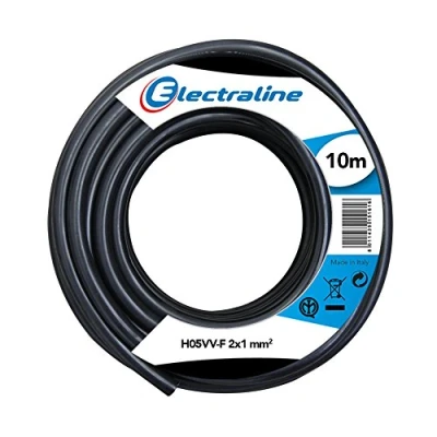 Immagine di Electraline 11401 H05VV F Cavo per Prolunghe, Sezione 2x1 mm, Lunghezza 10 m, Nero