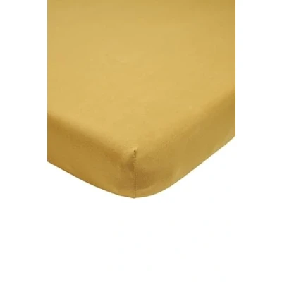 Immagine di Meyco Home Basic Jersey Uni lenzuolo matrimoniale (lenzuolo con qualità jersey, in 100% cotone, perfetta vestibilità grazie alla coulisse elastica, dimensioni: 180 x 210/220 cm), oro miele