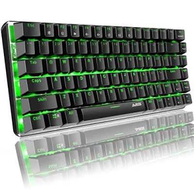 Immagine di Hoopond tastiera meccanica, AK33, con retroilluminazione a LED, verde, meccanica da gioco, 82 tasti, compatta gioco tasti anti ghosting per giocatori, dattilografi