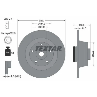Immagine di TEXTAR Disco freno RENAULT: MEGANE 3 Coupe 11mm 05/05 114,3mm pieno rivestito 92269603 402023273R,432020021R Dischi freno, dei freni
