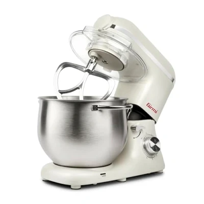 Immagine di Girmi IM50 Impastatrice Planetaria, 2200W Max, 8 Litri, 6 Velocità, Pulse, Contenitore inox con maniglia, Dispositivo di sicurezza, Accessori inclusi, Panna