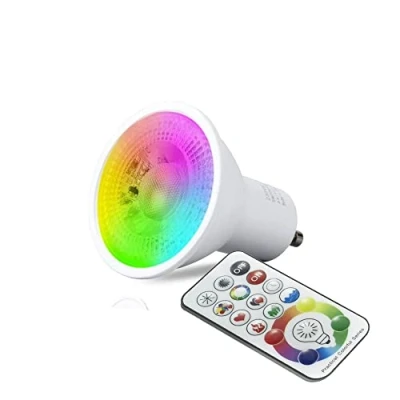 Immagine di Partenopea® Lampadina a led GU10 per illuminazione interni lampadari plafoniere applique porta lampada cromoterapia con telecomando (RGB + Luce bianca fredda 6500K)