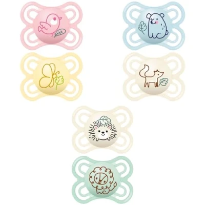 Immagine di MAM Ciuccio perfetto 2 6 mesi (2 pezzi) colore casuale per neonati in silicone extra sottile e morbido tettarella bambini ideale un buon sviluppo orale