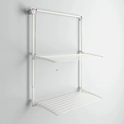 Immagine di foxydry Wall Plus, Stendibiancheria da parete, stendino muro verticale, a scomparsa richiudibile interno e esterno (128 cm)