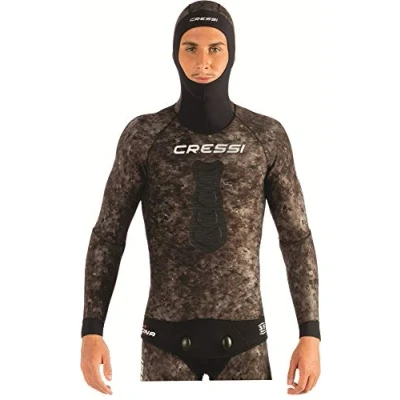 Immagine di Cressi Tracina Jacket Wetsuit, Giacca Muta Pesca in Neoprene Spaccato Microporoso Supersoft Disponibile Negli Spessori 3.5/5/7 mm Uomo, Mimetico 5 mm, XXL/6