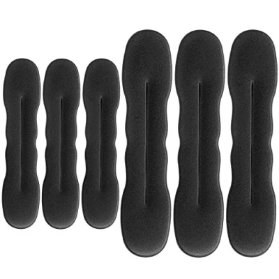 Immagine di 6 Pezzi Creatore di Capelli del Panino Spugna Clip Styling Donut Panini Twist Curler Strumenti, 3 Grandi e Piccoli (Nero)