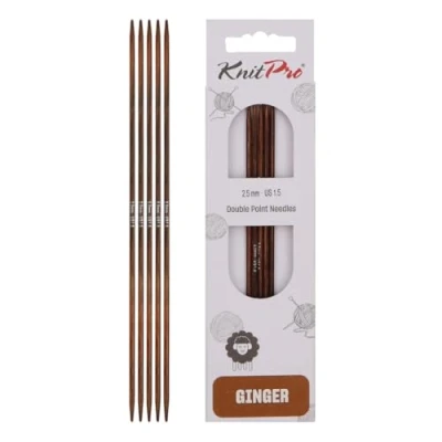 Immagine di KnitPro Ginger Double Pointed Needles 12.5cm x 2.5mm Ended Knitting Pins, Set of 5