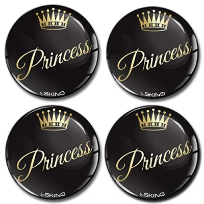 Immagine di Biomar Labs® 4 x 50mm 3D Adesivi in Silicone per Coprimozzo Cerchione Copricerchi Tappi Ruote Auto Tuning Princess A 5150