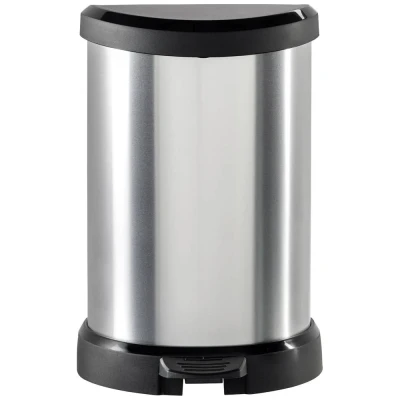 Immagine di Curver DECO Bin 240568 Bidone della spazzatura 15 l (L x A P) 303 448 268 mm Argento, Nero 1 pz.