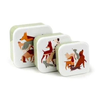 Immagine di Puckator Set di 3 Contenitori Porta Pranzo per Alimenti M/L/XL Cani Barks Dog