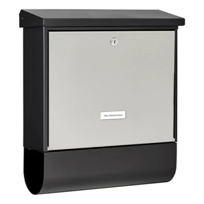 Immagine di Burg Wächter London Set 68670 B+S Cassetta della Posta in Acciaio con Scomparto per Giornali Integrato, Argento/Nero, Integriertes Zeitungsfach