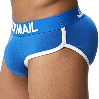 Immagine di JOCKMAIL Slip da uomo con imbottitura per il culo biancheria intima atletica ciclismo intimo breve cotone hip up push coppa intima, Blu, XXL