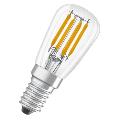 Immagine di OSRAM LED Lampada speciale a forma di goccia, trasparente, multicolore, 2,8 W, 250 lm, 2700 K per luce bianca calda, attacco E14, diametro 26 mm, EEK F, dimmerabile.