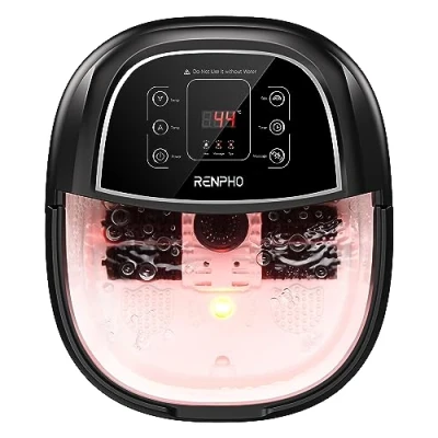 Immagine di RENPHO Pediluvio Piedi con Riscaldamento Veloce Massaggio Automatico e Potenti Getti di Bolle, Rulli Massaggianti shiatsu Motorizzati, Pedicure per Stanchi, Temperatura Regolabili