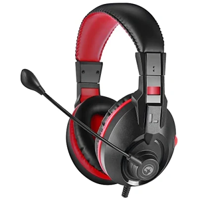 Immagine di MARVO Scorpion H8321S Cuffie da gioco, suono stereo, microfono omnidirezionale flessibile, driver audio 40 mm, controllo del volume sull&#039;orecchio, connessione 3,5 nero e rosso