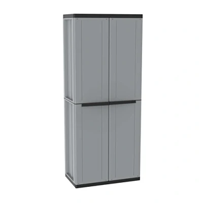 Immagine di Terry, Jline 268, Armadio in Resina con Due Ante, 3 Ripiani Interni, da Interno Esterno. Materiale: Plastica, Dimensioni: 68x37,5x163,5 cm