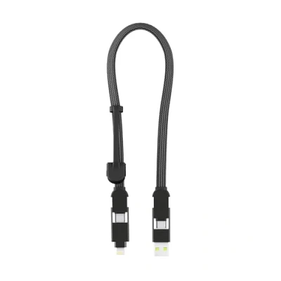 Immagine di Rolling Square inCharge XL, 30 cm, portachiavi con cavo USB C, universale per smartphone, regalo uomini, caricatore 6 in 1, gadget tecnico, nero, Lightning 100 W