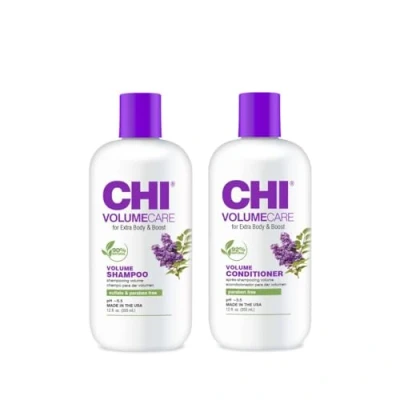 Immagine di CHI VOLUMECARE Volume Shampoo &amp; Balsamo Set 355 ml ciascuno per pienezza e forza, capelli fini sottili, senza parabeni