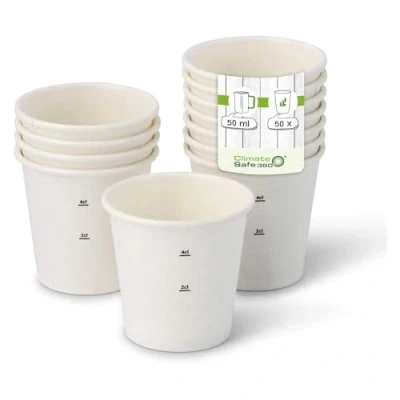 Immagine di GREENBOX Bicchieri di carta biologica, monouso, compostabili e biodegradabili, 50 pezzi, ml, ml