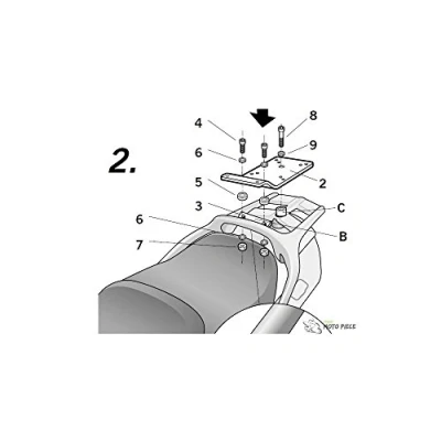 Immagine di Y0fj31st supporti, ganci, regolazioni bauletto top master compatibile con yamaha fjr 1300 2001 2005