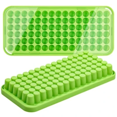 Immagine di Webake Mini stampo per cubetti di ghiaccio in silicone con coperchio, 2 pezzi, 1,2 cm, piccolo birra, cocktail, whisky, acqua, soda, frutta