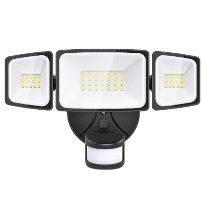 Immagine di Onforu 36W LED luci di sicurezza movimento all&#039;aperto, 3 teste regolabili 6500 K luce sensore inondazione, 3000 LM per esterni, IP65 impermeabile