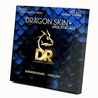 Immagine di DR DBQM5 45 Dragon Skin+ Quantum Nickel Multiscale Bass Guitar Strings 125 Set di corde per basso a 5