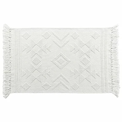 Immagine di Douceur d&#039;Intérieur, Tappeto rettangolare con frange, 120 x 170 cm, cotone jacquard, Cilao naturale