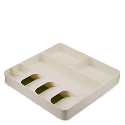 Immagine di Joseph 85128 Drawerstore Contenitore per Posate, Utensili e Attrezzi Vari, 38.5 x 39.5 5.5 cm, Bianco/Verde