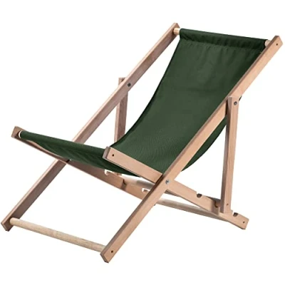 Immagine di KADAX Sedia a Sdraio Pieghevole in Legno Massello di Faggio, Regolabile per il Relax al Mare, sul Balcone, Terrazza e nel Giardino (Verde Scuro)
