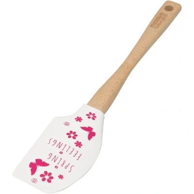 Immagine di Kaiser Spatola originale con motivo pasquale, 100% silicone, manico in legno, resistente al calore, colore: Bianco