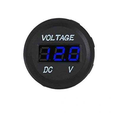 Immagine di Mini voltmetro impermeabile, SENRISE DC12 V, misuratore di tensione digitale con display a LED per auto/moto/camion/barca/marine (blu)