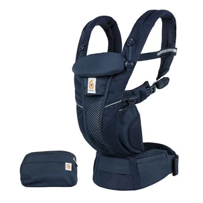 Immagine di marsupio Ergobaby Omni Breeze per neonati, 4 posizioni SoftFlex Mesh anteriore ergonomico posteriore Midnight Blue