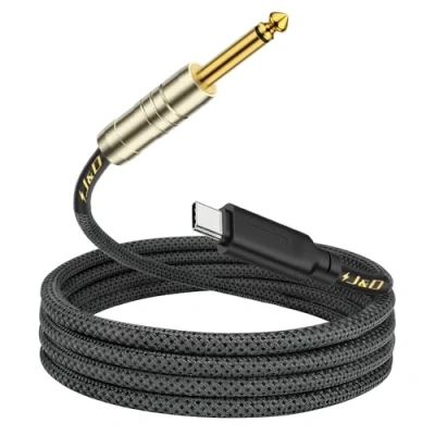 Immagine di J&amp;D Cavo Audio USB C a Jack 6.35 mm per Chitarra, Registrazione Audio, Basso, Pianoforte Elettronico, Corda Microfono Compatibile con iPhone 15/15 Plus/15 Pro/15 Pro Max, iPad, iMac, 1 Metri