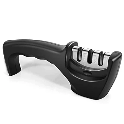 Immagine di JANREAY affilacoltelli, affilacoltelli manuale di qualità a 3 livelli per aiutare lucidare, affilare e riparare coltelli da cucina, accessori cucina