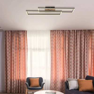Immagine di Globo Plafoniera LED Dakari, lunghezza 80 cm, nero/legno scuro