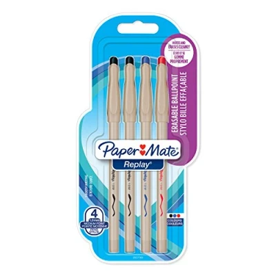 Immagine di Paper Mate Replay Penna a Sfera Cancellabile, Colori Assortiti, Confezione da 4