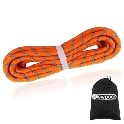 Immagine di NewDoar corda statica da arrampicata 8 mm, accessorio per arboricoltore, alpinismo, barche a vela, linee di banchina, trascinamento (arancione, 15 m)