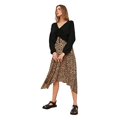 Immagine di Trendyol Gonna in Maglia con Motivo Leopardato Marrone, X Small Donna