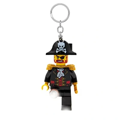 Immagine di LEGO Iconico Captain Brickbeard Portachiavi Torcia LED Regali per bambini Altezza 82 mm (KE176H) 2 batterie CR2025 incluse