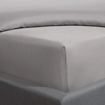 Immagine di Sleepdown Lenzuolo con Angoli in 100% Rasatello di Cotone Anallergico, 40 cm, Extra Profondo, 300 Fili, Biancheria Lusso, Colore Argento, per Letto Singolo