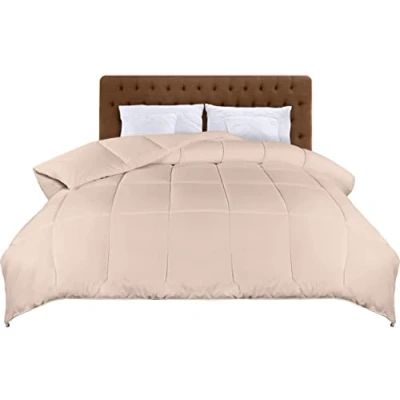 Immagine di Utopia Bedding Piumino 220 x 260 cm, Piumone Leggero per Letto Matrimoniale, 100% Imbottitura in Fibra Cava, Trapunta Microfibra Tutte le Stagioni (Beige)
