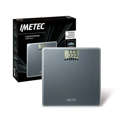 Immagine di Imetec Monitoring ES9 300 bilancia pesapersone elettronica, Monitoraggio trend grafico peso, 4 utenti, fino a 180 kg, Lcd display, Vetro temperato