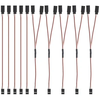 Immagine di YUNIQUE GREEN CLEAN POWER Cavo di Estensione Servo 150mm 10 Pezzi 3 Pin Maschio a Femmina Filo AWG 22 Alta Qualità Compatibile con Futaba e JR, RC Auto, Aerei, Elicotteri, Droni, Rosso