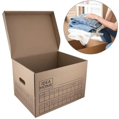 Immagine di IDEA HOME Movebox Set di 12 scatole portaoggetti in cartone con coperchio, molto robusto, capacità carico 30 kg, dimensioni: 431 x 333 294 mm