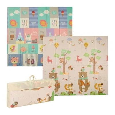 Immagine di Relaxdays Tappeto Gioco per Bambini e Neonati, Tappetino Gattonare, LxP: 200x180 cm, in Gomma XPE Atossica, Colorato