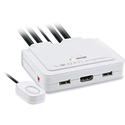 Immagine di InLine 62614I KVM Switch 2x USB C + HDMI a 4K con audio, cavo integrato
