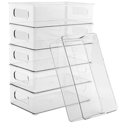 Immagine di HAKZEON Set di 6 Organizer Frigorifero Trasparenti, Cucina Dispensa per Frigoriferi Impilabili, da, Cucinaarmadietti, ripiani, Bagno