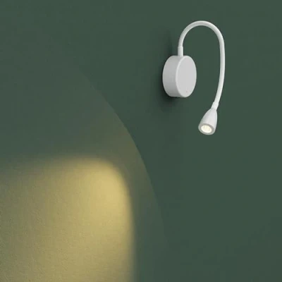 Immagine di CGC Lighting Lampada da parete comodino a LED, collo flessibile e regolabile, ricaricabile, magnetica, lettura USB (bianco)